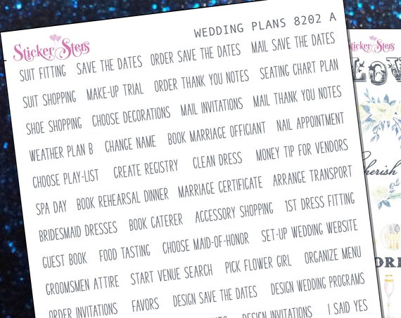 Wedding Plans Planner Stickers Stickers Mini Kit | 8202