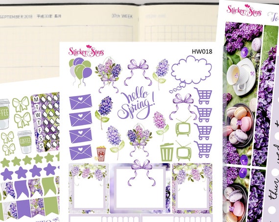 Hello Spring Lilacs Slim Planner Stickers Mini Kit | HW018