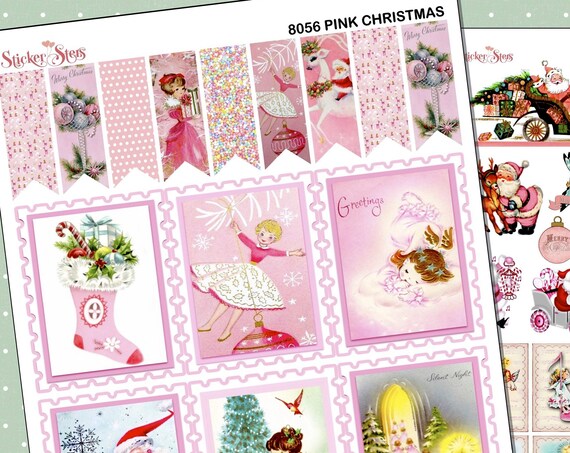 Pink Retro Christmas Planner Stickers Stickers Mini Kit | 8056 African American