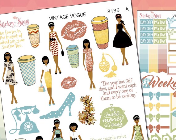 Vintage Vogue Planner Stickers Stickers Mini Kit | 8135