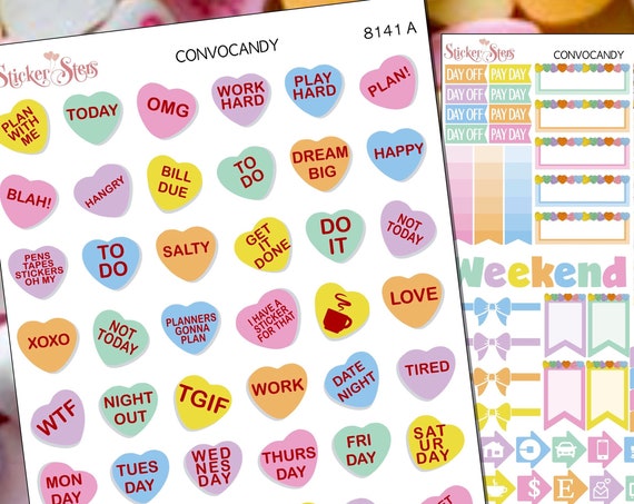 Sweet Convo Candy Hearts Planner Stickers Mini Kit | 8141