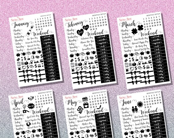 Full Year Jan Dec Planner Stickers