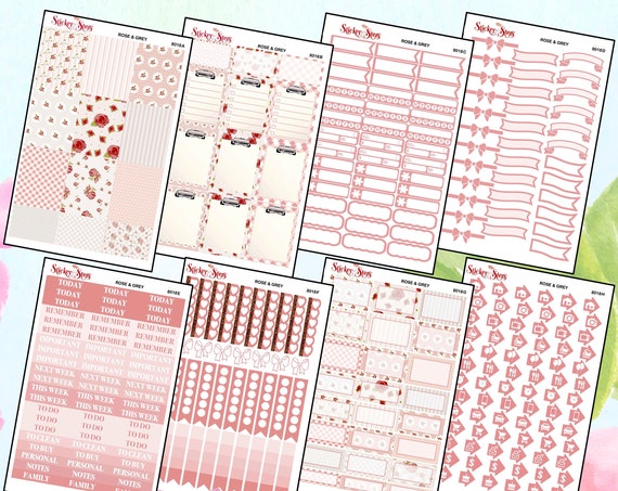 Rose & Grey Color Kit Planner Stickers Set | 8018