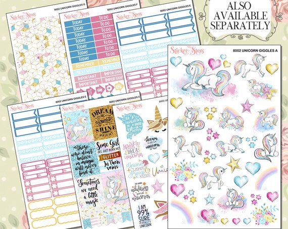 Unicorn Giggles Sticker Planner Kit & A La Carte Pages | 8002