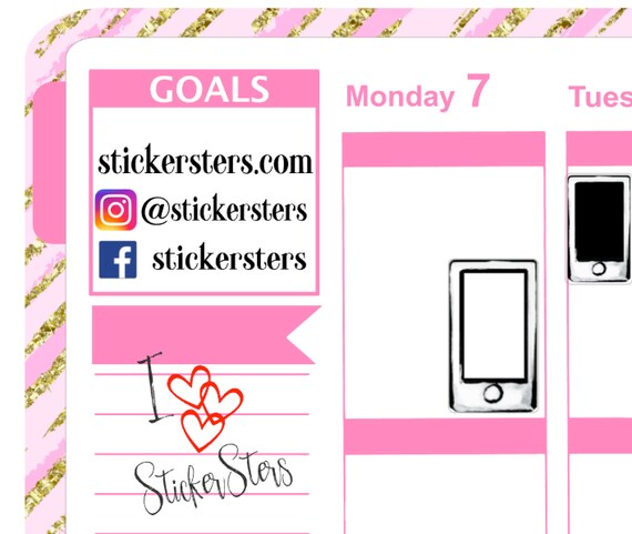 Cell Phone Small Sheet Planner Stickers Set Cute and Functional made for all Planners