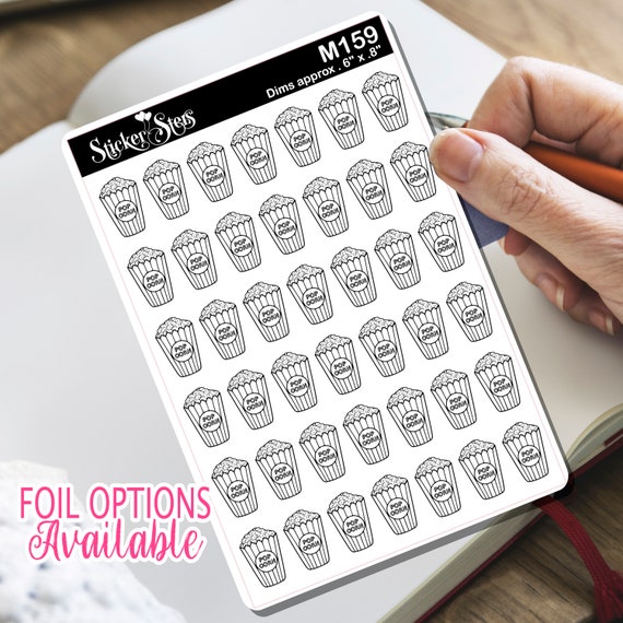 Popcorn at the Movies Tiny Sticker Foil Option Available | M159