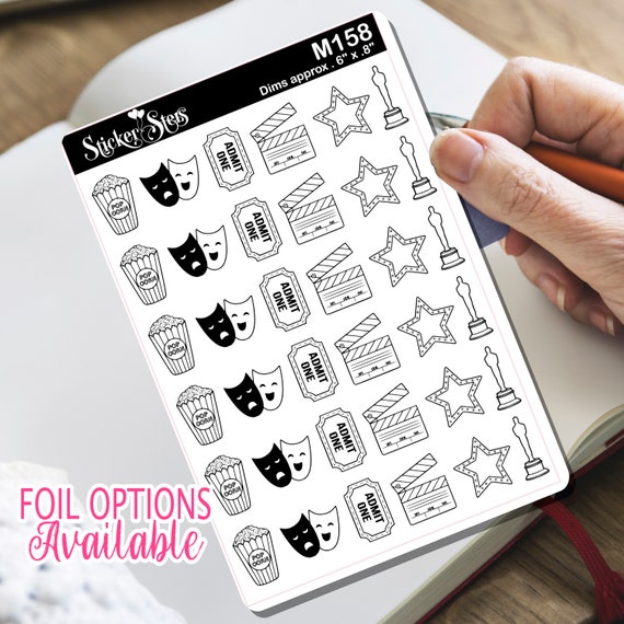 Movie Date Night Tiny Sticker Foil Option Available | M158