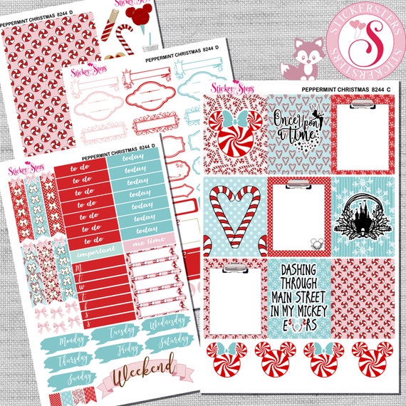 Peppermint Christmas Kit Planner Stickers Set | 8244