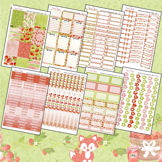 Jessica's Strawberry Jam Color Kit Planner Stickers Set | 8071