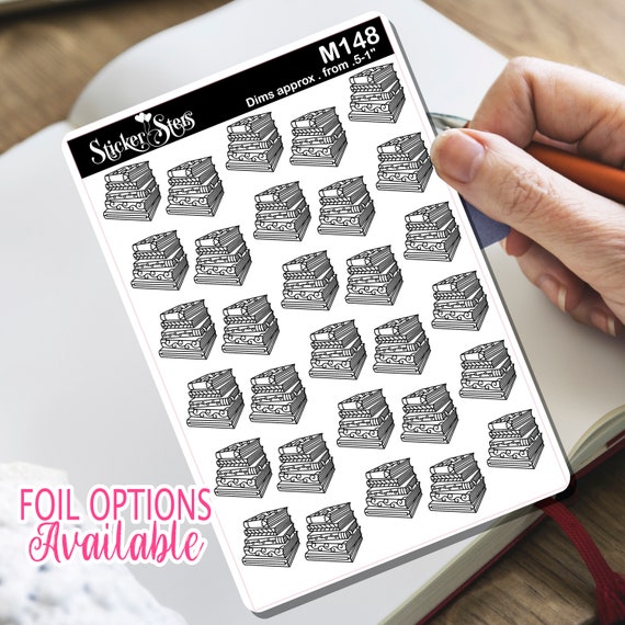 Books Library Sticker Foil Option Available | M148