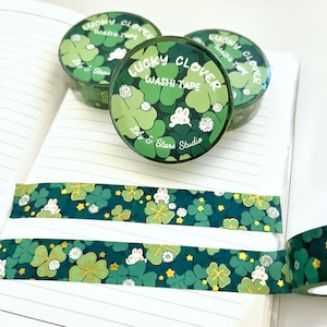 Four Leaf Clover Washi Tape • Gold Foil Lucky Bunny (15mm x 10m)