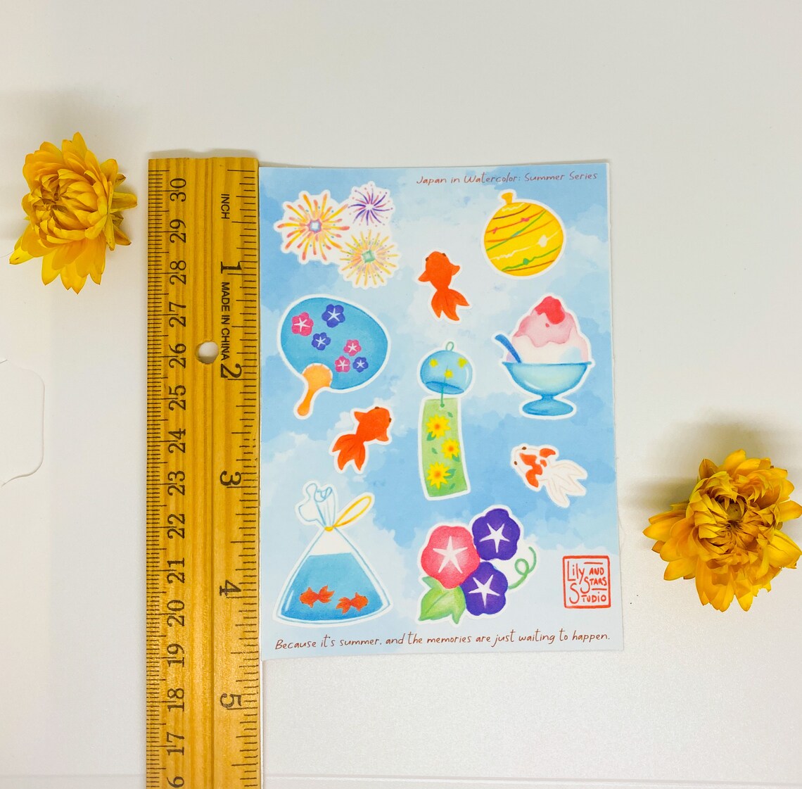 Japan in Summer Small Sticker Sheet Festival Aesthetic | Etsy