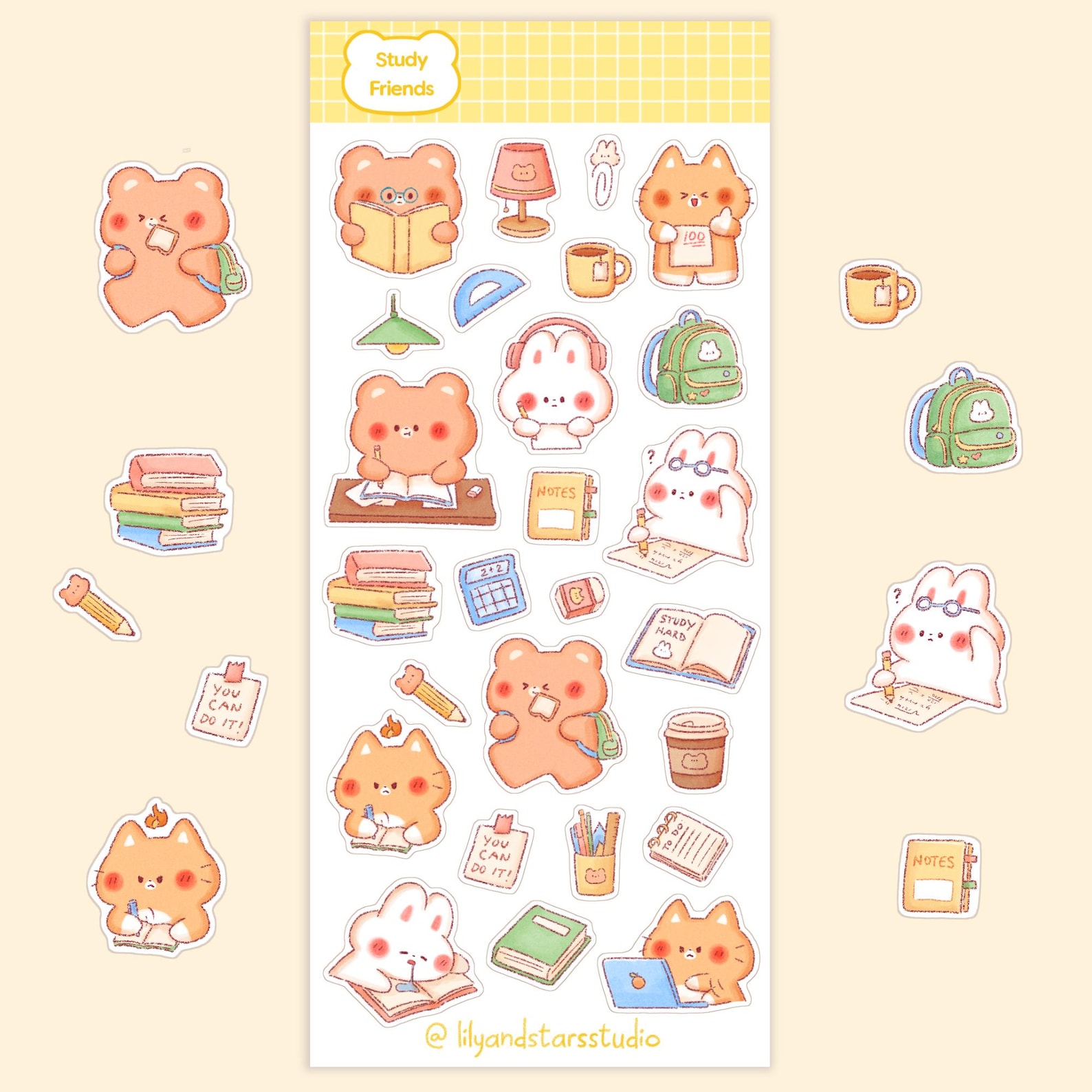 Stickers Study Fun Study Friends Sticker Sheet • Kawaii School Exam Matte Stickers - Etsy