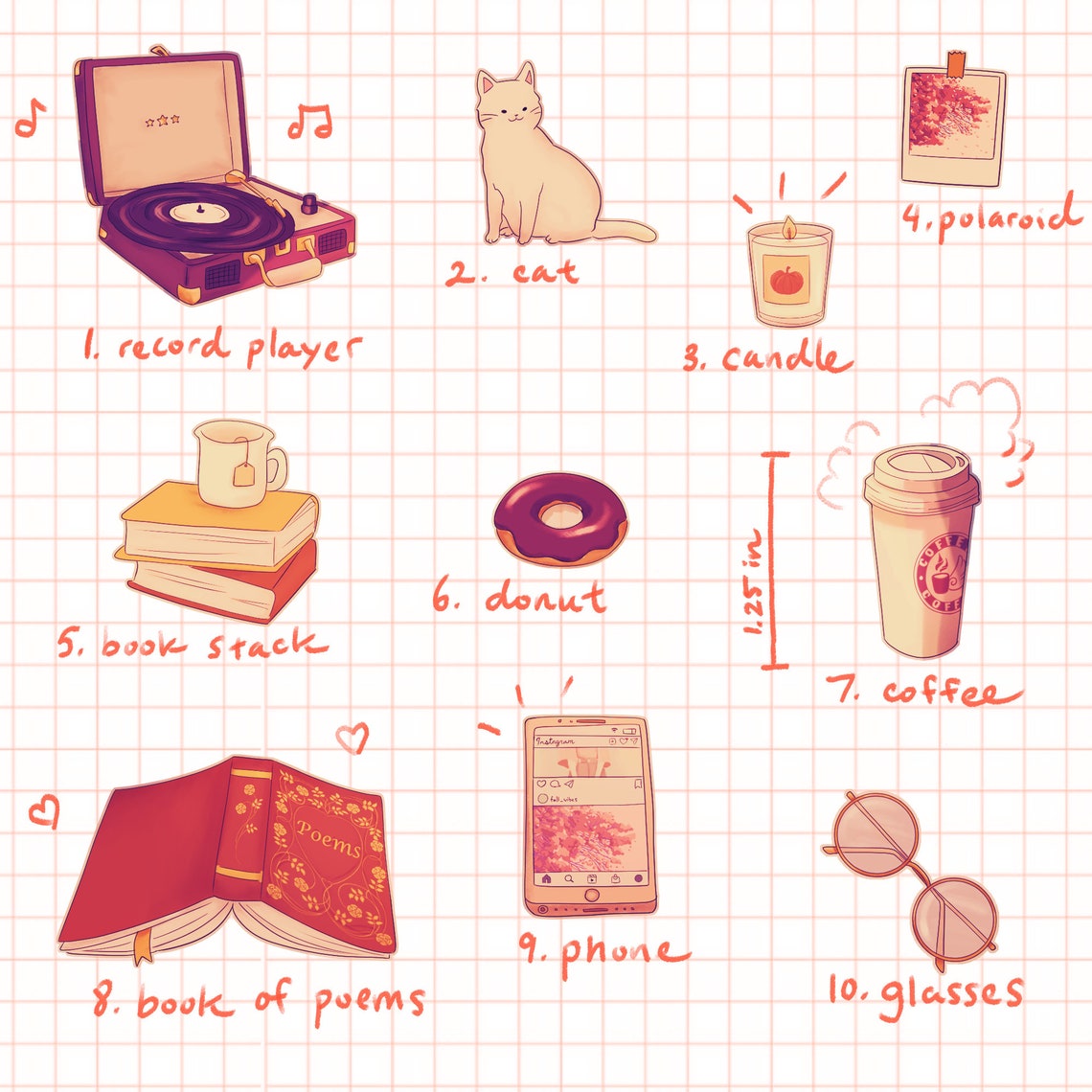 fall study sticker sheet lofi vintage aesthetic autumn etsy