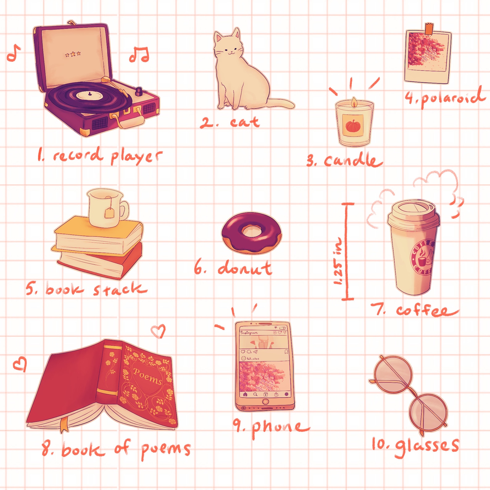 fall study sticker sheet lofi vintage aesthetic autumn etsy