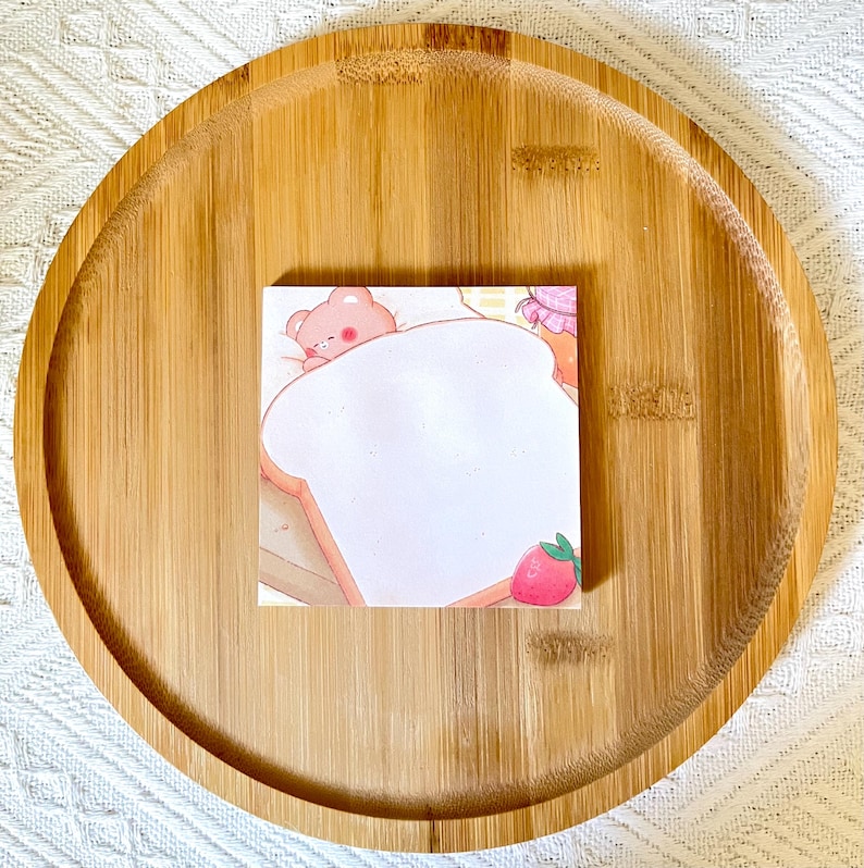 Bear Napping Bread Sticky Note • Kawaii Memo Pad (3x3 In) - Etsy