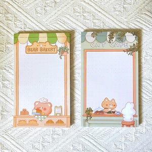 Bear Bakery • Cat Cafe Memo Pad • Kawaii Stationery (3x5 in)