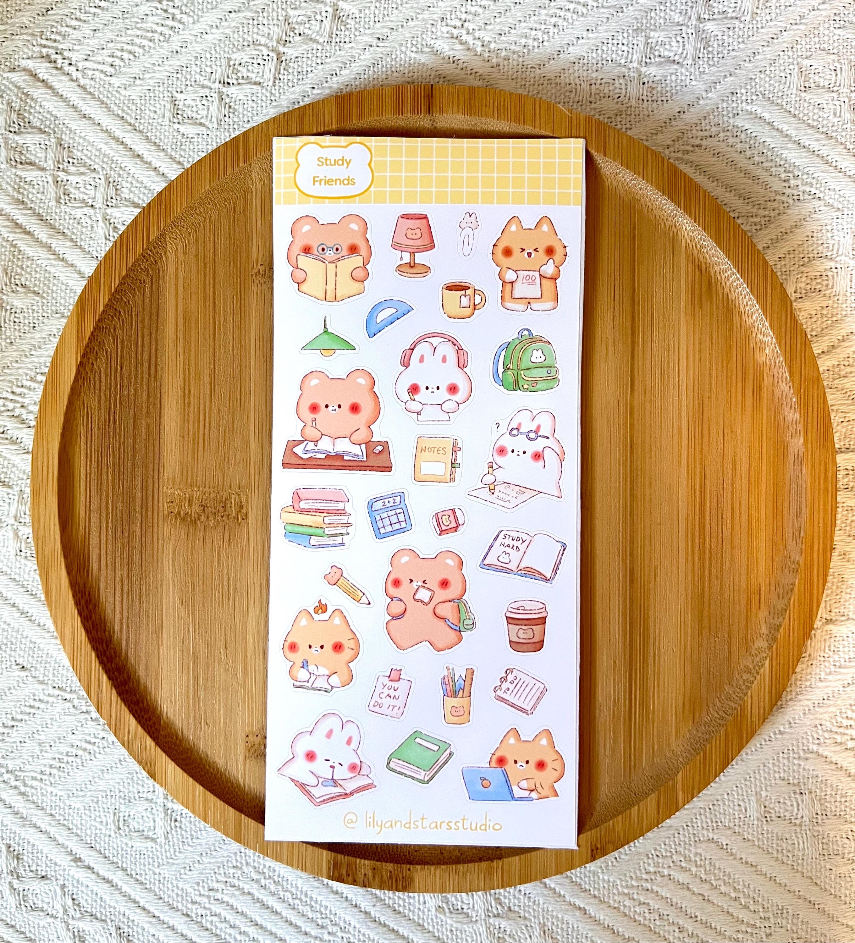 Study Friends Sticker Sheet • Kawaii School Exam Matte Stickers - Etsy