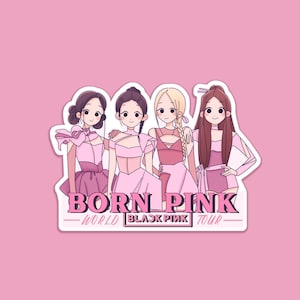 Décalcomanie Blackpink Born Pink World Tour • Sticker imperméable • Produits dérivés de concerts Kpop • Sticker pour ordinateur portable • Mignon • Sticker bouteille d'eau • Vinyle mat
