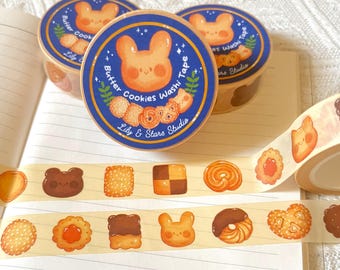 Butter Cookies Washi Tape • Kawaii Scrapbooking • Planner Tape (15mm x 10m)