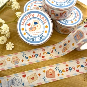 Cinta adhesiva decorativa Happy Mail • Conejito Kawaii • Cinta para scrapbooking (20 mm x 10 m)