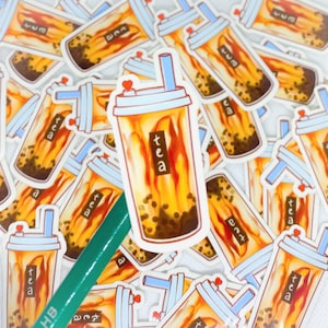 Enkele Boba-sticker • Waterdicht • Laptopsticker • Waterflessticker • Leuke voedselstickers • Sticker Aziatisch eten • Glanzend