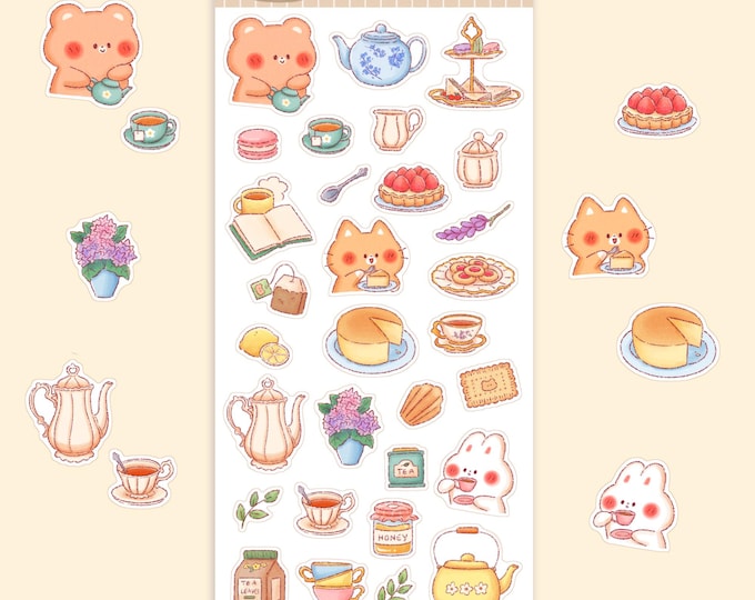 Tea Friends Sticker Sheet • Tea Party • Matte Stickers