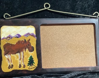 Moose Art Painting, and Hanging Cork Board, Framed