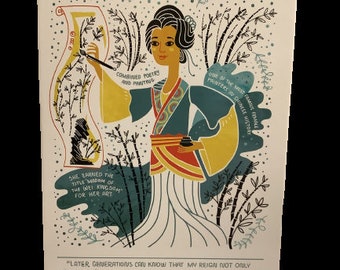 Women in Art, Guan Daosheng, Poet and Painter, Artist  Postcard