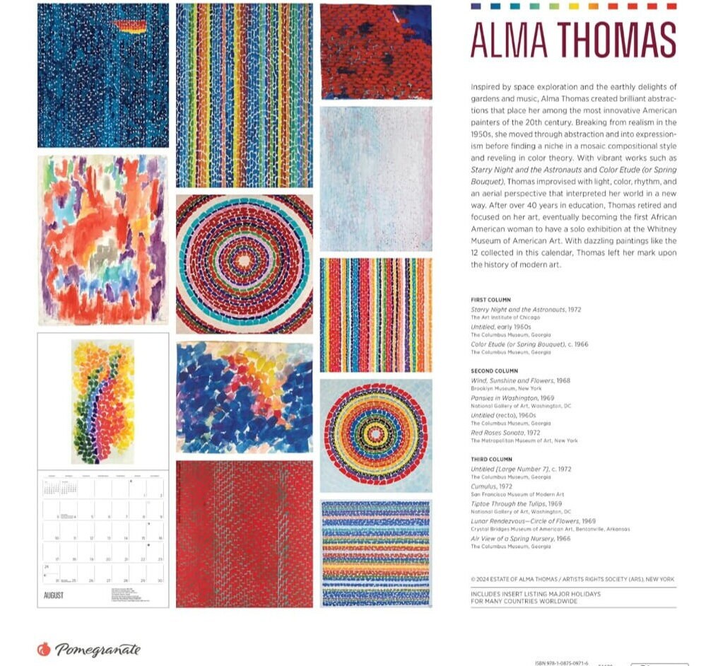 Alma Thomas, 2025 Wall Calendar, 12 Months Jan dec, Abstract