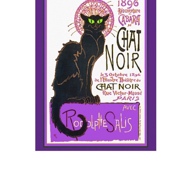 Le Chat Noir in Purple, Famous Art Parody, Card, Envelope and Stickers, Adorable Spoof art, Birthday, Anniversary, Thank you, Cat Lovers