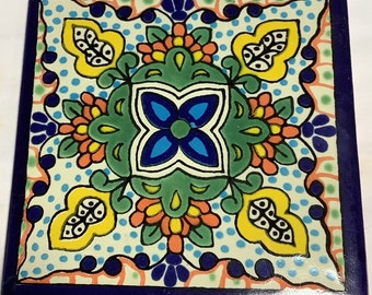 Beautiful Talavera Coaster - Mexican Handmade Tile - Southwest Home Decor -  Coffee Table Coaster, Gift