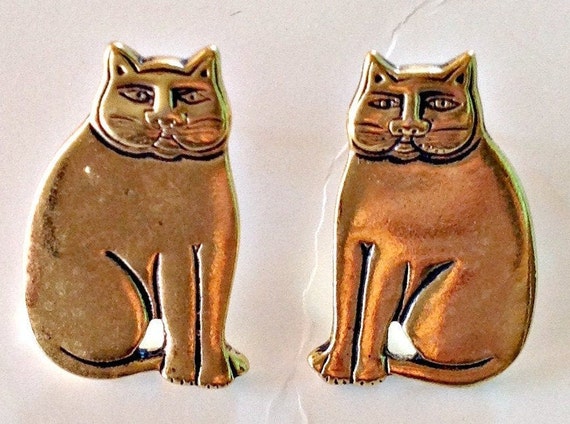 Mystic Cat Post Earrings and Brooch (3) by Laurel… - image 1