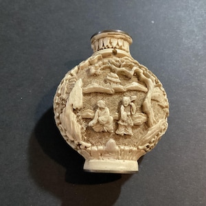 Chinese Snuff Carved Bottle - Vintage, Unusual Birthday Collectible, Asian
