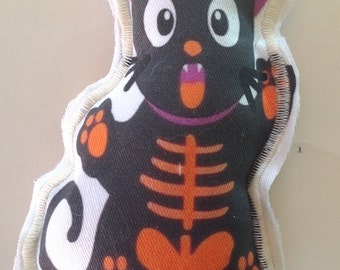 Black Skeleton Cat and Skull Toy (2),soft sculpture, Catnip kicker toy