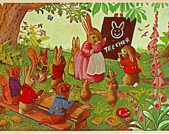 Carte postale d'art vintage, Racey Helps, « Qui a dessiné ça ? »