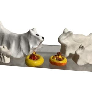Handmade Ceramic Ghost Dogs - Halloween Decor - Set of 4