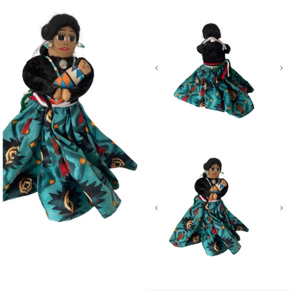 Native American Storyteller - Soft Collectible Artist Doll - Handcrafted Navajo Cloth Doll with Baby - Adorable