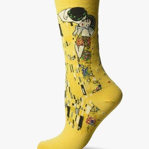 Klimt The Kiss Art Socks: Museum Crew Socks with Stickers