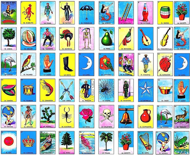 LoteriaMexican Bingo FQ Cotton Fabric Gift for Artist image 1