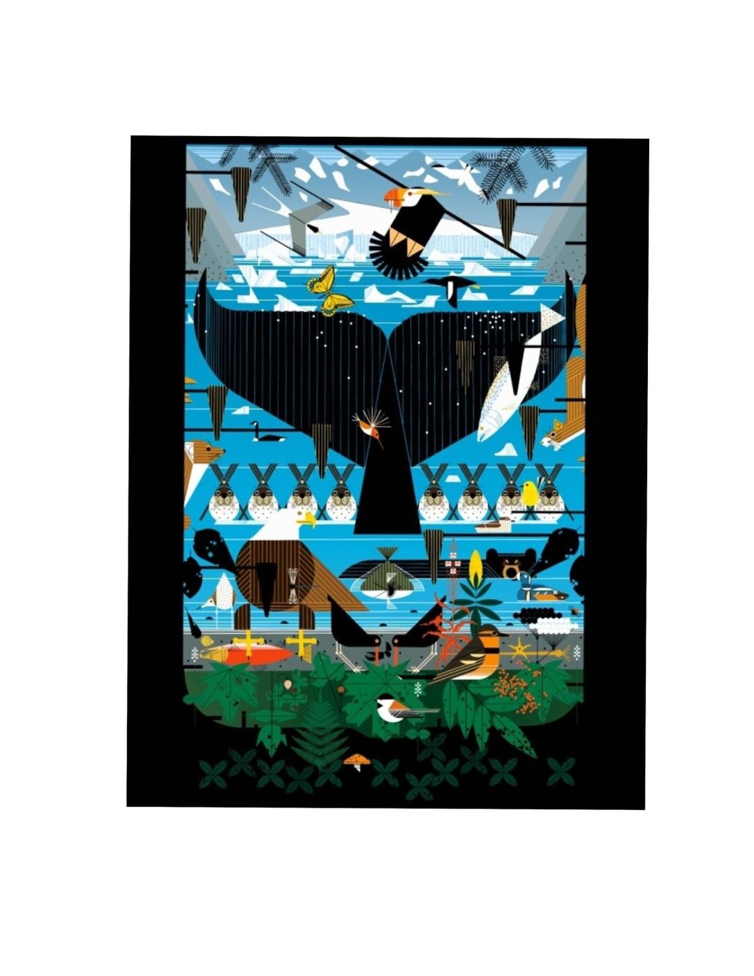 Charley Harper, Glacier Bay Alaska Calendar Print, Nature Art, 12x13 (1
