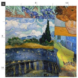 Van Gogh Famous Art Fabric FQ: Cotton Collage for Quilting & Crafts