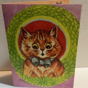 Louis Wain Cat Art Card: Psychedelic Bow Tie Cat, Collectible