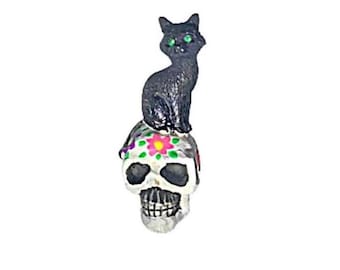 Chat noir effrayant sur crâne en sucre, miniature, #Playtherapy