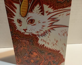 Carte artistique Licorne Chat : Louis Wain psychédélique vintage