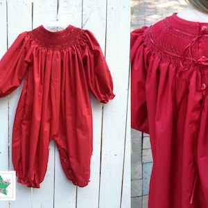 Smocked Valentine&#39;s Bubble, Girls Bubble, Smocked Red Bubble