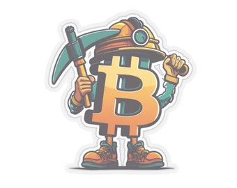Bitcoin Miner Sticker, Crypto Mining, Funny Cartoon Sticker