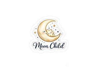 Moon Child Crescent Moon Sticker - Mystic Celestial Sticker - Witchy Kiss-Cut Vinyl Decal