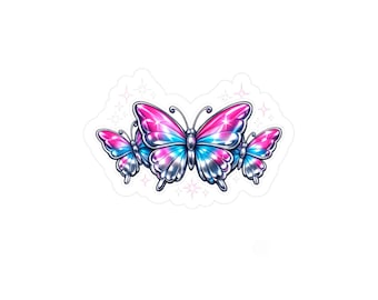 Y2K Butterfly Sticker - Holographic Chrome Butterfly Decal - Cute Y2K Aesthetic Kiss-Cut Vinyl