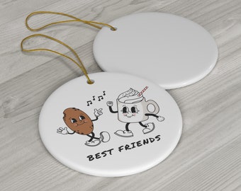 Best Friends Cute Christmas Tree Ceramic Ornament, 3 Shapes